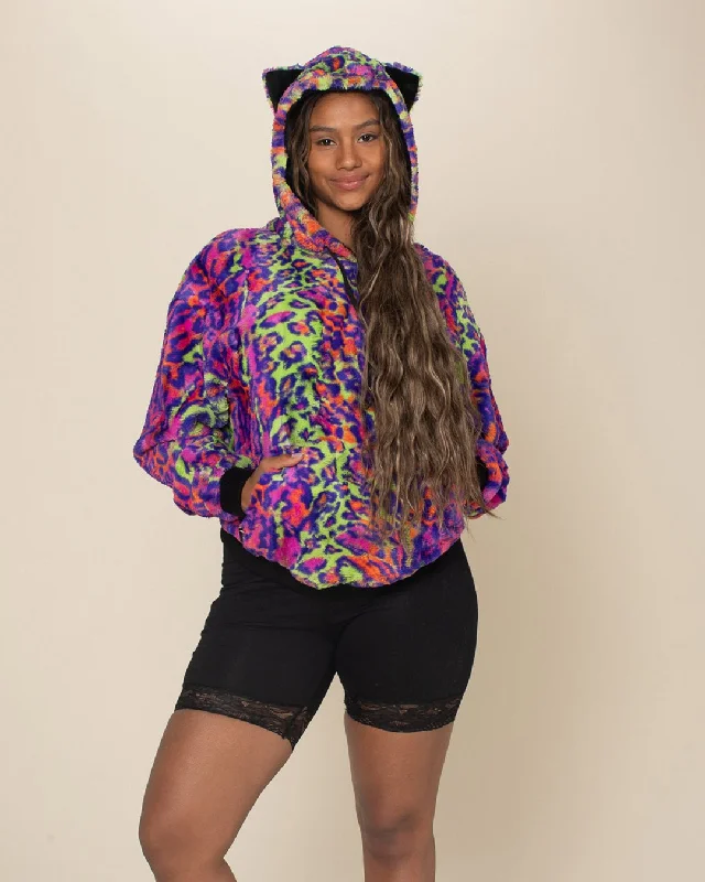 Classic Women's Fur Hoodie | Neon Disco Kitty