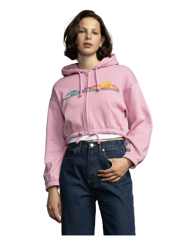 Sunrise Dot Zip Hoodie in Fondant Pink