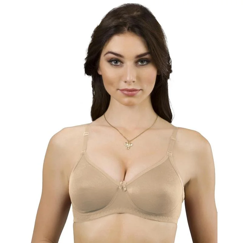 Women's non padded seamless soft cotton t shirt bra skin