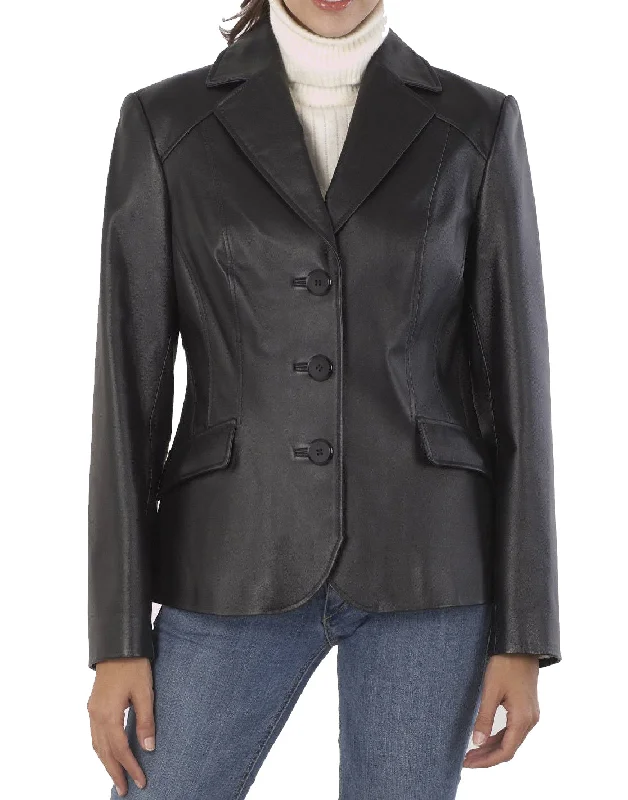 Koza Leathers Women's Real Lambskin Leather Blazer BW006